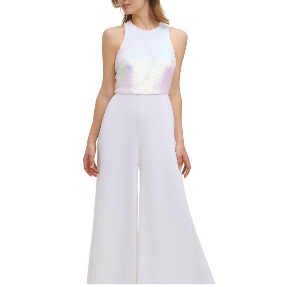NWT Calvin Klein Wide Leg Sequin Jumpsuit